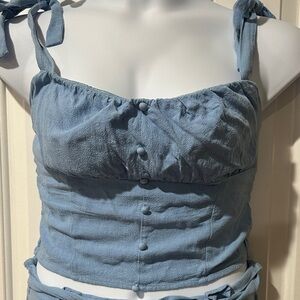 Sienna Sky Light Blue Smocked Top and pant set